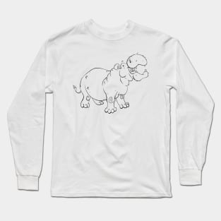 Hippopotamus - Line Art Long Sleeve T-Shirt